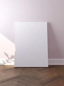 White poster on floor with blank frame mockup for you design 스톡 일러스트