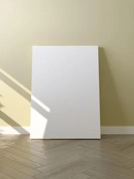 White poster on floor with blank frame mockup for you design Stockillustratie