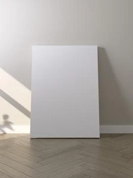 White poster on floor with blank frame mockup for you design Illustrazione stock