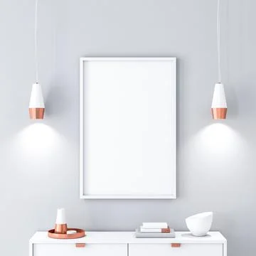 White poster Frame hanging on the wall Illustrazione stock