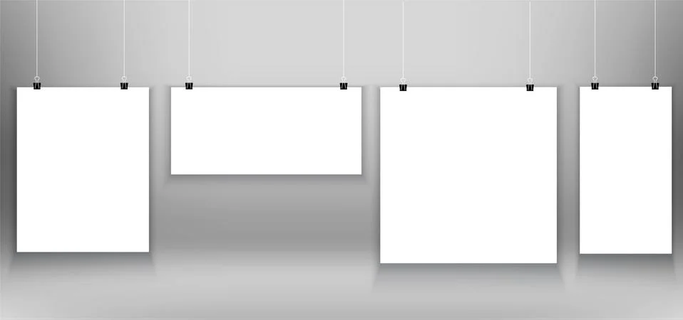 White poster frames mockup Stock Illustration