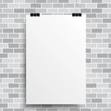 A white poster on a grey wall Stock Illustration