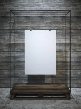 White poster hanging. 3d rendering Stock-Illustration