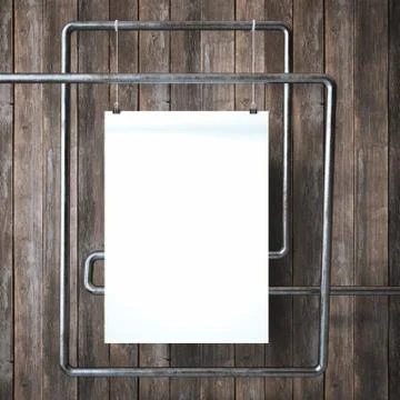 White poster hanging on the iron construction Stock-Illustration