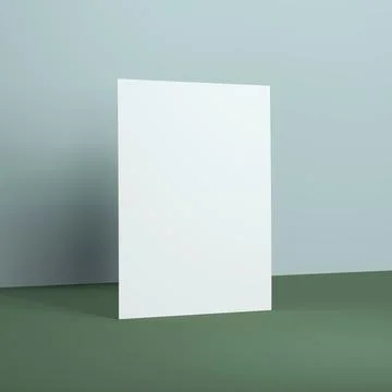 White Poster Mockup With Shadow Isolated Over Pastel Green Blue Background. Ilustração Stock