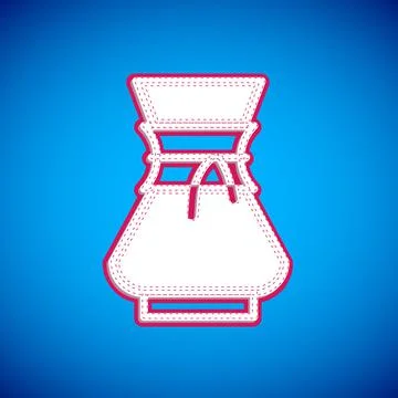 White Pour over coffee maker icon isolated on blue background. Alternative 스톡 일러스트