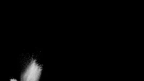 White powder dust explosion on black background. Slow motion with acceleration Stock Footage 122479702