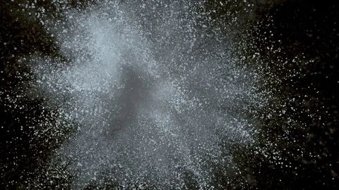 White powder exploding on black background in super slow motion, shot with Video stock 84299716