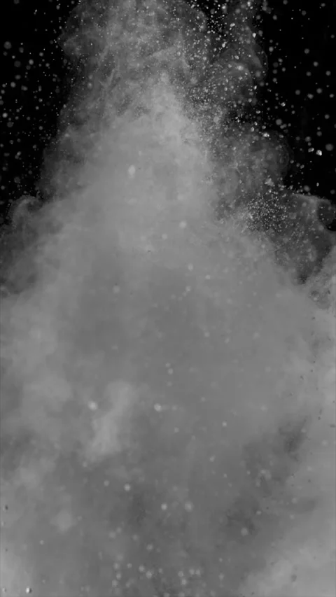 White Powder Exploding on Black Background Vertical Video 4k Stock Footage 320070317