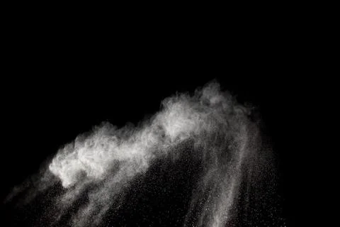 White powder explosion on black background. Foto stock