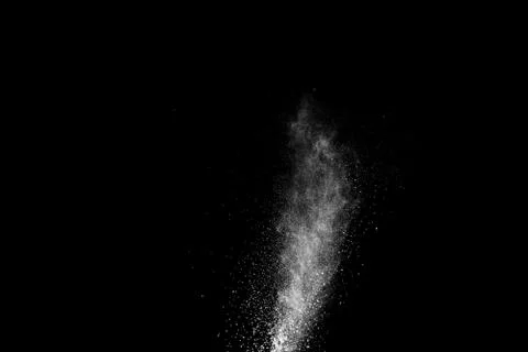 White powder explosion on black background. Stock Photos