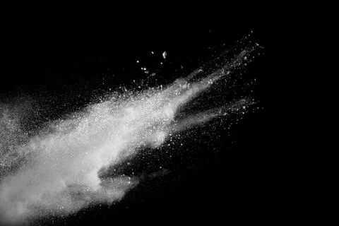 White powder explosion on black background. Stock Photos
