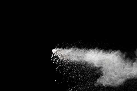 White powder explosion on black background. Stock Photos