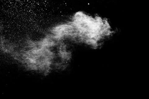 White powder explosion on black background.. Stock Photos