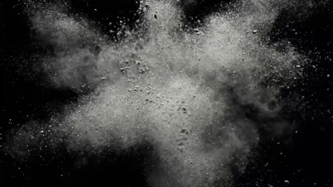 White powder explosion, Slow motion black Stock Footage 305264312