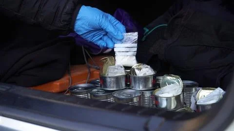 White powder is found in cans Stock Photos