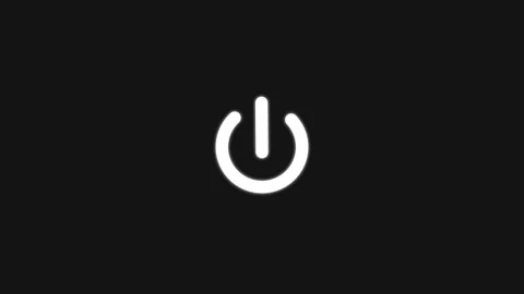 White power button icon glowing with soft light on dark. Power button symbo.. Stock Footage 337130932
