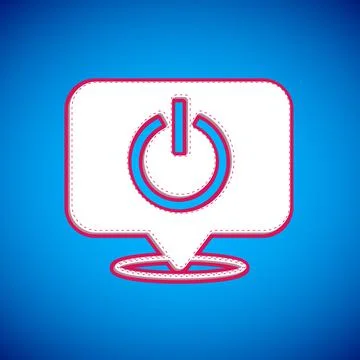 White Power button icon isolated on blue background. Start sign. Vector Stock Illustration
