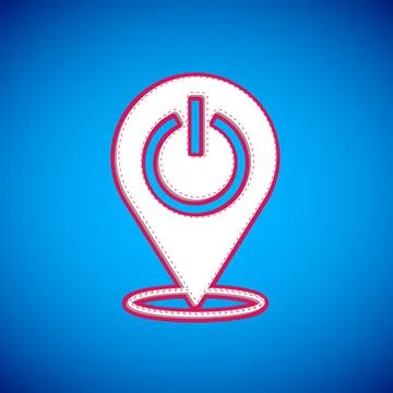 White Power button icon isolated on blue background. Start sign.  Vector Stock Illustration
