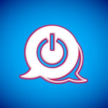White Power button icon isolated on blue background. Start sign. Vector Stock Illustration