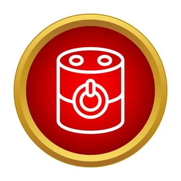 White power button symbol on red circular icon Stock Illustration