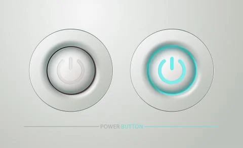 White power button.Realistic style. Vector illustration. Stock Illustration
