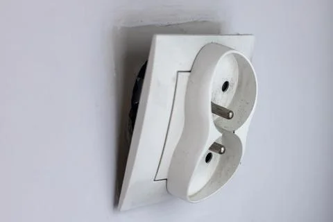 White Power Outlet on Wall Defect Stock Photos