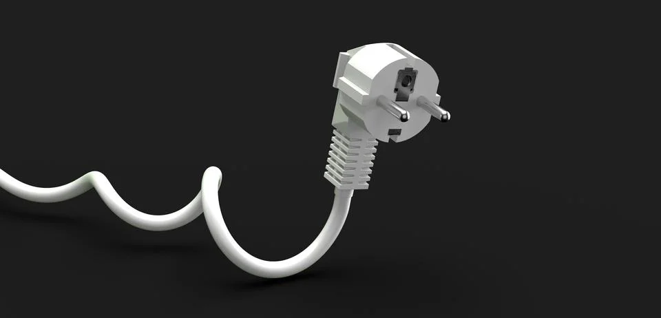 White Power Plug cable isolated on a black background Stock Illustration