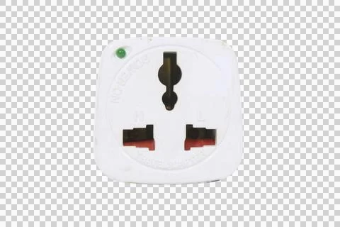 White power socket adapter for international travel with transparent backgrou Stock Photos