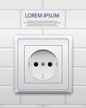 White power socket with shadow isolated. Realistic socket of european standard Stock Illustration