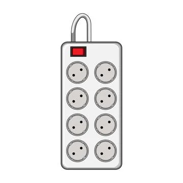 White power strip distributing electrical current for home appliances Stock Illustration