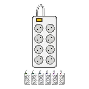 White power strip distributing electrical current for home appliances Stock Illustration