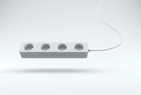 White Power Strip on a Studio Background. Monochrome. 3D render. Ilustración de archivo