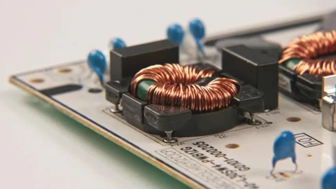 White power supply televisions electric circuit board close-up Stock Footage 329707362