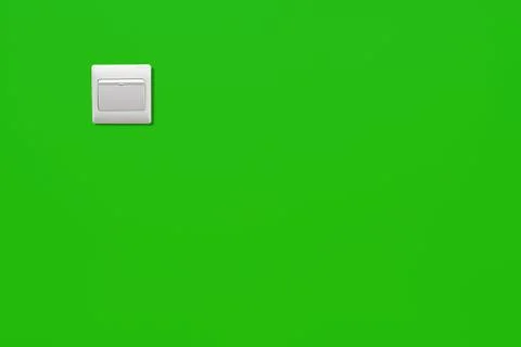 White power switch on a green wall of a energe saving room Stock Illustration