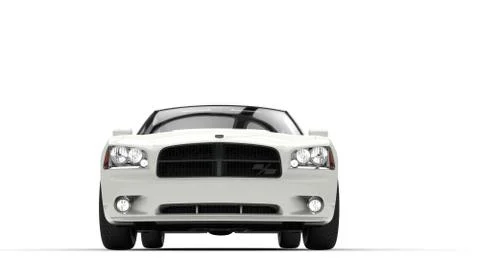 White Powerful Car Front Closeup 스톡 일러스트