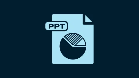 White PPT file document. Download ppt button icon isolated on blue background Stock Footage 230023051