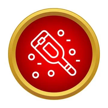 White pregnancy test icon on a red circle with gold border Illustrazione stock