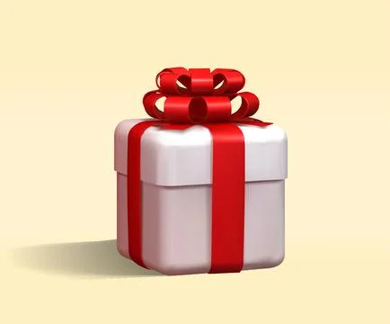 White present gift box vector 3d illustration. white gift box 3d icon. Stock Illustration