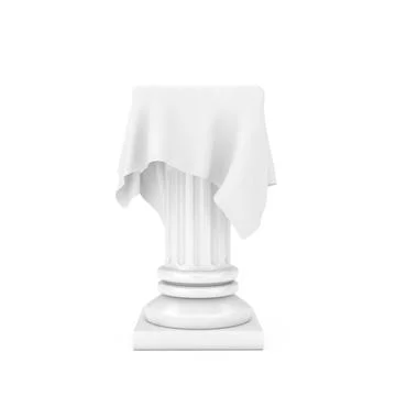 White Presentation Column Pedestal with Silk Cloth in Clay Style. 3d Renderin 스톡 일러스트