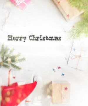 White presents flat lay Stock Photos