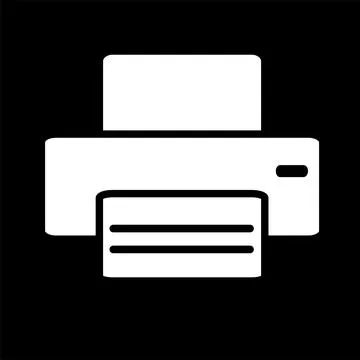 White Printer Device Solid Color on Black Background Icon Illustrazione stock