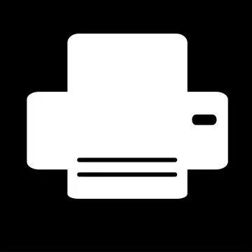 White Printer Device Solid Color on Black Background Icon Illustrazione stock