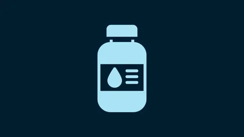 White Printer ink bottle icon isolated on blue background. 4K Video motion Stock Footage 230063156