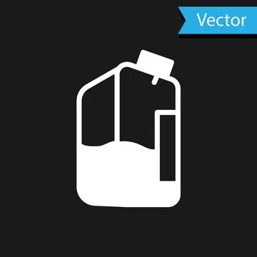 White Printer ink bottle icon isolated on black background. Vector 스톡 일러스트