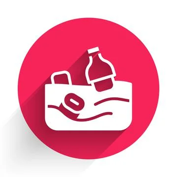 White The problem of pollution of the ocean icon isolated with long shadow. The Stock Illustration