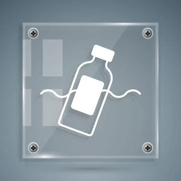 White The problem of pollution of the ocean icon isolated on grey background Illustrazione stock