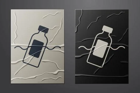 White The problem of pollution of the ocean icon isolated on crumpled paper.. Stock Illustration