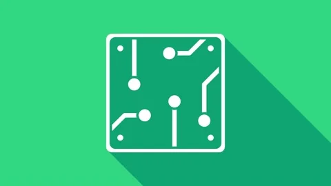 White Processor icon isolated on green background. CPU, central processing unit Video stock 146950373