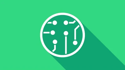 White Processor icon isolated on green background. CPU, central processing unit Video stock 146950393